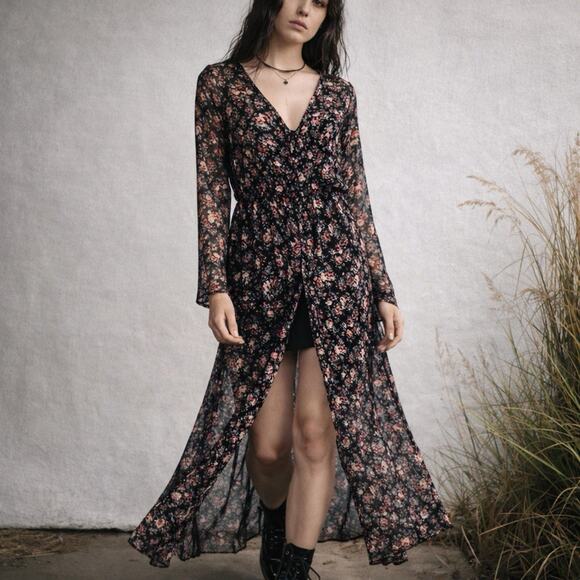 Zara Dresses & Skirts - Zara Archive Moody Floral Front Slit Maxi Medium